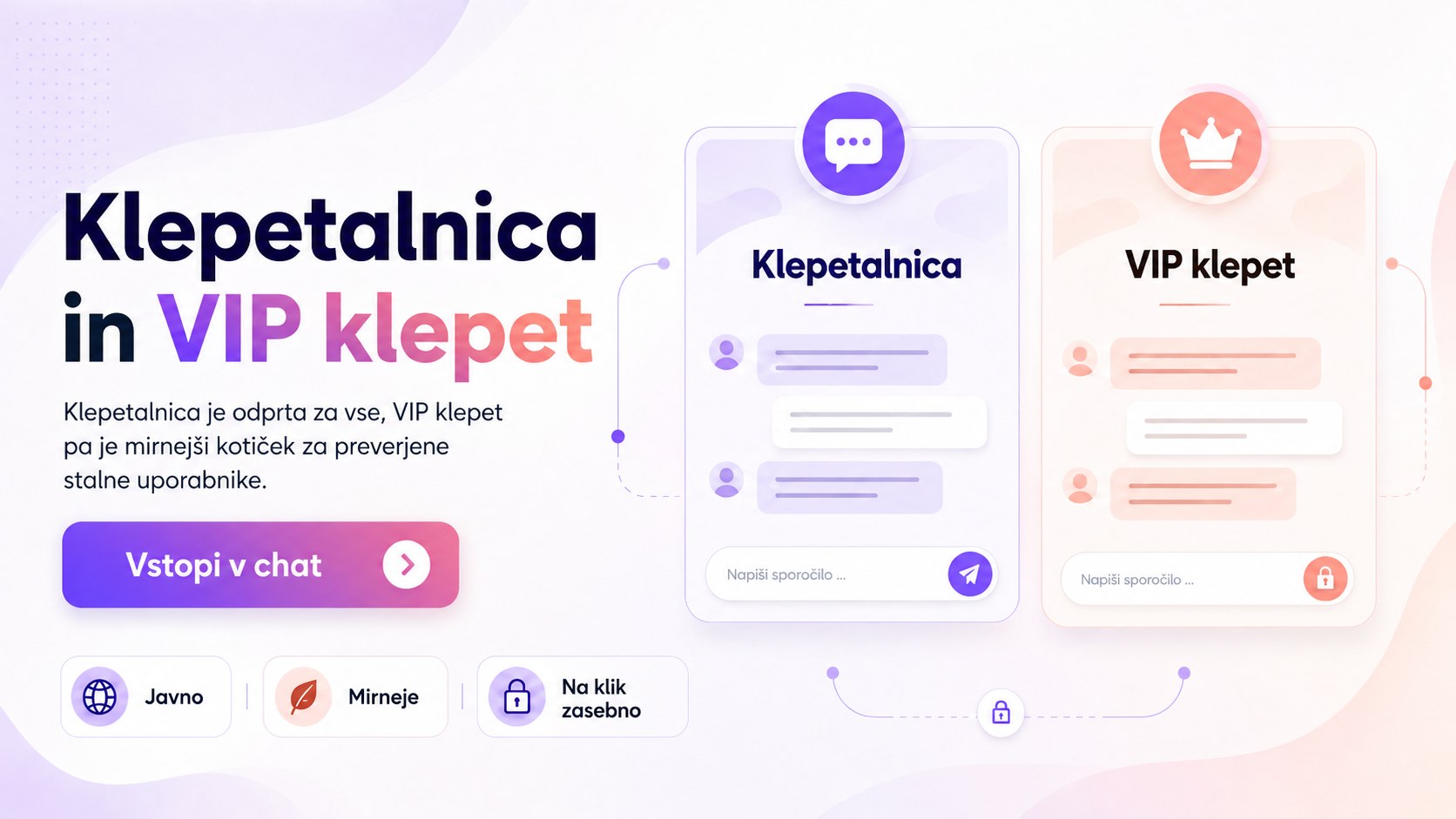 Klepet, Pogovor in VIP