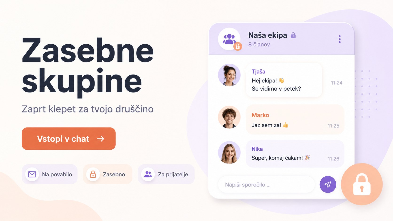 Zasebne skupine: zaprt klepet za tvojo druščino